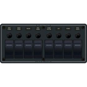 Blue Sea 8371 Water Resistant Panel - 8 Position - Black - Horizontal Mount