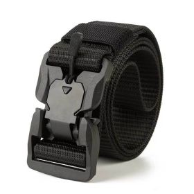 New Tactical Belt Quick Release Magnetic Buckle Military Belts Soft Real Nylon Sports Accessories (Color: black)