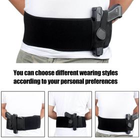 Black Belly Band Holster for Concealed Carry for Men and Women (Color: black)