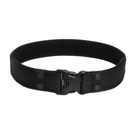 Airsoft Military Tactical Belt Unisex Durable Canvas Hunting Outdoor Utility Adjustable Waistband (Color: black)