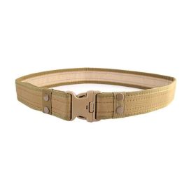 Airsoft Military Tactical Belt Unisex Durable Canvas Hunting Outdoor Utility Adjustable Waistband (Color: Khaki)