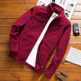 Men Fleece Tactical Softshell Jacket Outwear Windbreaker Polartec Thermal Military Jackets Male Plus Size 4XL Jaqueta Masculino (Color: Red)