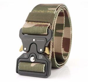 Hefujufang Men's Tactical Belt Military Camouflage Style Nylon Belts Webbing Belt with Heavy-Duty Quick-Release Buckle (colour: Jungle camouflage)